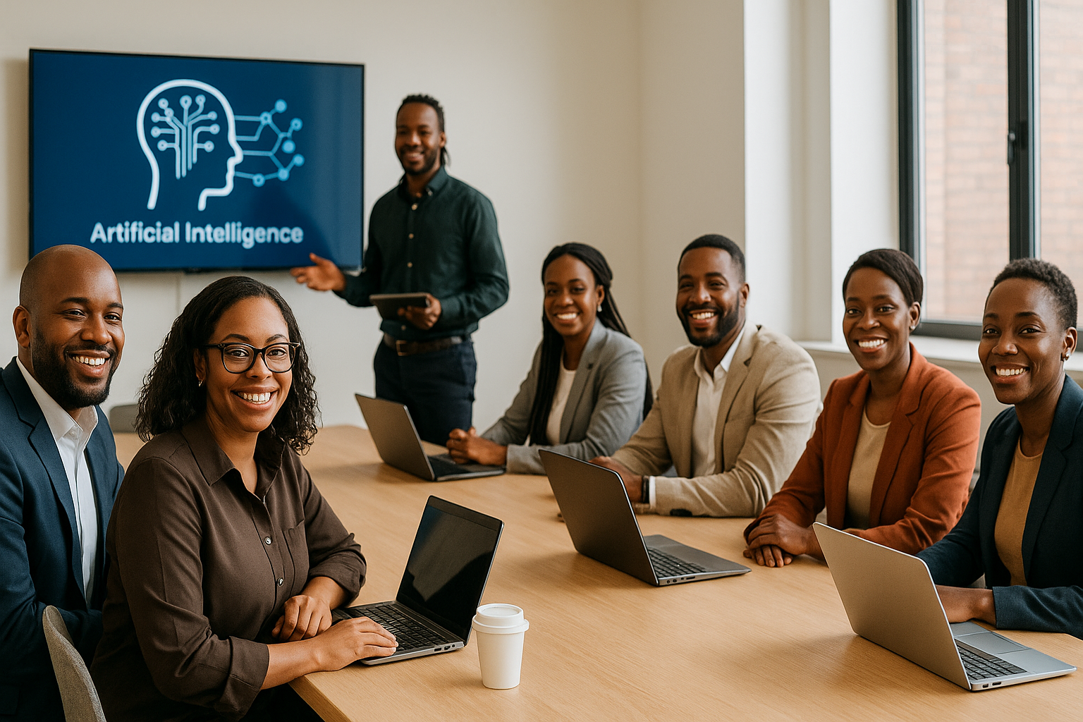 Executives collaborating in modern boardroom setting